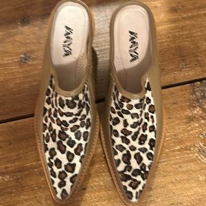 NWOT MAYA VERO CUOIO Genuine leather & calf hair pointed toe Italian mule
